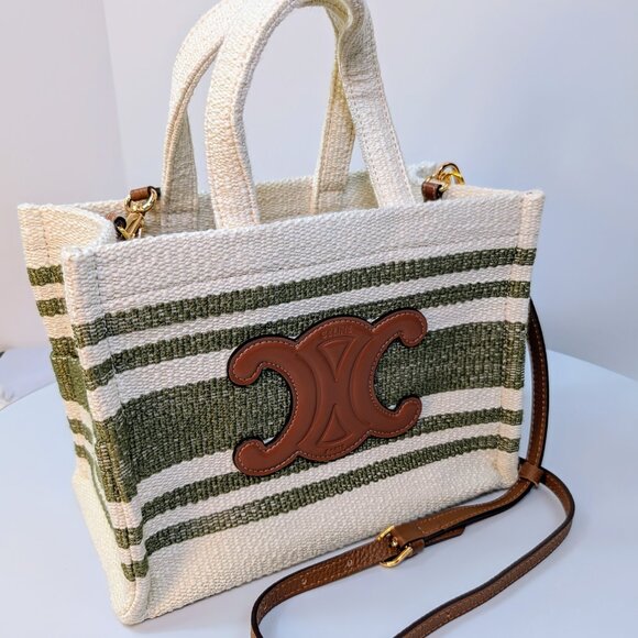 Celine Green Vertical Cabas Triomphe Tote Bag - Picture 1 of 13